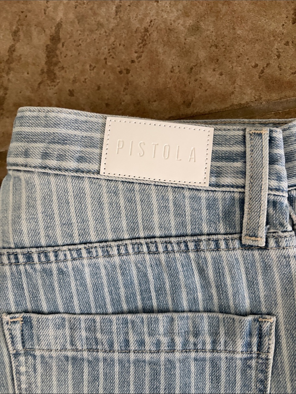 pistola Light Blue Striped Wide-Leg Jeans - Picture 3 of 5
